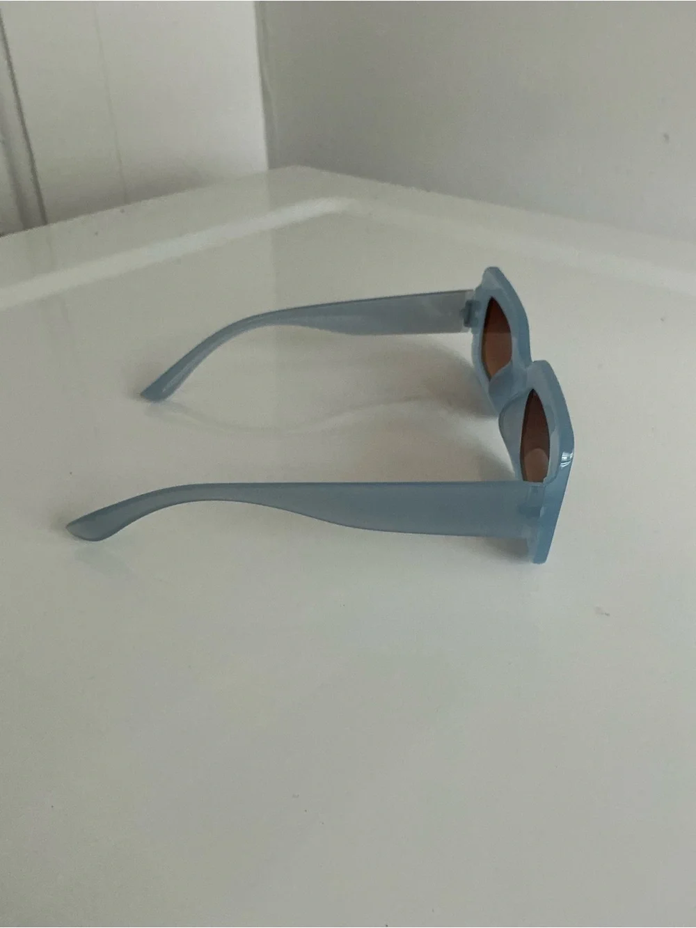 Light Blue Rectangular Women's Sunglasses - Brand Unspecified